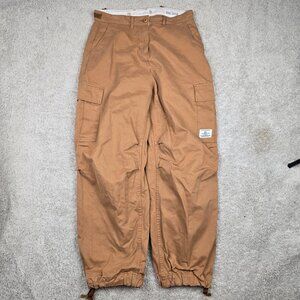 Alpha Industries Cargo Pants Men Size 33/34 Khaki Brown Drawstring USA Loose Fit